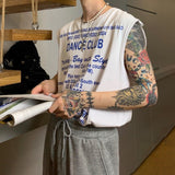New Summer Vest Hooded Sleeveless T-Shirt Boys Print Graffiti Punk Rock Tide Brand Loose Sweater Hip-hop Hoodie Vest