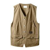 Men's Vests Casual Pockets Sleeveless V Neck Korean Style Loose Spring Autumn Waistcoat Fishing Waistcoats Clothing chalecos
