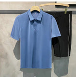Summer New Solid Color Men Polo Shirt Comfortable Simple Casual Business Male Office Short-sleeved Shirt Black White Gray