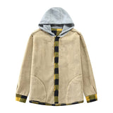 Men's Flannel Shirts Jacket Fleece Lined Plaid Coat Button Up Shirt Hoodie Winter Outwear