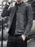 Foesce Autumn And Winter New Tide Solid Jackets Men Korean Fashion Cotton Slim Fit Denim Jacket Clothing Youth Coat