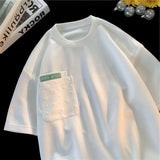 Simple Waffle Suit Women Summer Thin Loose Urban Design Niche T-shirt + Shorts Casual Sportswear Patch Design 2pcs Set