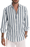 Men's Casual Blouse Shirt Stripe Printing Loose Tops Long Sleeve Tee Shirt Spring Autumn Casual Handsome Men's Shirts New