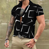 Summer Hawaiian Shirt New Shylock Style Men's Clothing Casual Fashion Short Sleep Daily Shirt Basic Simple Basic Man Tops