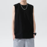 Foesce New Arrival Men's Sleeveless T Shirt Summer Fashion Solid O Neck Sleeveless T Shirt Men Cotton Casual Loose Street Top Tees 5XL