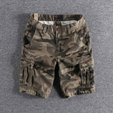 Summer American Multi-pocket Camouflage Overalls Shorts Men's Fashion New Retro Casual Five-point Pants Loose Woven Pants