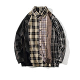 Foesce New Men's Stripe Spliced Shirts Harajuku Neutral Short Sleeved Woman Fashion Casual Personalized Hip Hop Long sleeve Shirt Coat