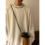 Men's Senior Hoodie Half Turtleneck Embroidery Simple Long T-shirts Hip Hop Loose Casual Couples Basic Style Sweatshirt New