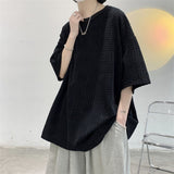 Summer Cotton Short-sleeved T-shirt Men Fashion Casual O-neck T Shirt Men Streetwear Korean Loose Oversized T-shirt Mens Tops