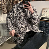 Spring New Men's Shirt Long Sleeve Leopard Oversize Couple Blouses Harajuku Hip Hop Male Casual Cardigan