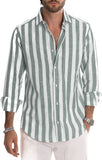 Men's Casual Blouse Shirt Stripe Printing Loose Tops Long Sleeve Tee Shirt Spring Autumn Casual Handsome Men's Shirts New