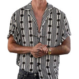 Vintage Shirt Print Men Lapel Shirts New Casual Summer Loose Short Sleeve Button Shirt Tops Mens Clothing Fashion Streetwear