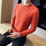 Foesce-Brand Clothing Men Autumn And Winter High Quality Knitting Sweater Male Slim Fit Plaid Pullover Tight Sweater With o-Neck