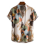Hot Sale  Summer New Men's Fashion Trend Printed Short Sleeve Shirt Casual Lapel Single Breasted Camisas Para Hombre