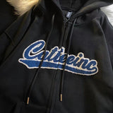 Winter Lamb Wool Hooded Sweatshirt Women Casual Thick Warm Loose Padded Jackets Coat  Hip-hop Retro Zip Up Patchwork Hoodies