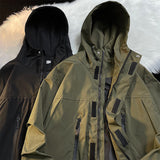 Jackets Men American Vintage Outwear Autumn Winter Loose Army Green Cargo Simple Casual Streetwear All-match Leisure Students