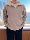 Half High Neck Zipper Men's Sweater Autumn Korean Loose Fashion Warm Long Sleeve Male Pullover Casual Lapel