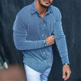 Fall 2 Mens Corduroy Shirt Leisure Long Sleeve Button-down Turn-down Collar Slim Tops Cardigan For Men Spring Fashion Solid Shirts