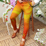 Foesce Pencil Pants Casual Mens Slim Mid Waist Buttoned Straight Trousers Streetwear Spring Summer Fashion Digital Printing Long Pant