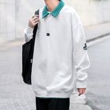 Zipper Polo Sweatshirt  Men Women Stand-Up Collar Hoodie Trendy Lover Print Harajuku College Style Oversize Casual Sports Jacket