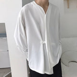 Foesce Mesh Shirt Apparel Short Bulk Shirts For Men Male Autumn Casual Loose Lrregular Shirt Collarless Long Sleeve Shirt Sleeve Shirt
