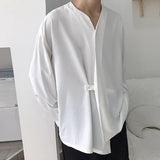 Foesce Mesh Shirt Apparel Short Bulk Shirts For Men Male Autumn Casual Loose Lrregular Shirt Collarless Long Sleeve Shirt Sleeve Shirt