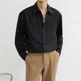 Men's Korean Style Loose Long Sleeved High-quality Shirts Fashion Solid Color Lapel Collar Business Shirts Top Clothes