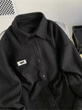 High-end Waffle Lapel Shirt Cardigan Men Women Spring Autumn Long-sleeve Top Loose Trend Diamond Button-up Jacket