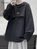 Long-sleeved T-shirt Men's Spring Autumn Hong Kong Style Trend High-end O-neck Sweater Men Women Harajuku Casual Bottoming Shirt