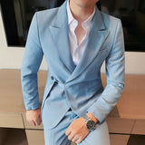 Foesce Men Spring High Quality Business Suit Jackets/Male Sky Blue White Young Handsome Casual Suit Coat Fashion Blazers