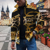 Vintage Leopard Jackets Men Spring Loose Long Sleeve Button-down Turn-down Collar Casual Coats Mens Fall Fashion Outerwear