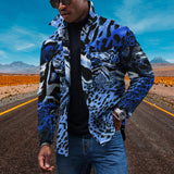 Vintage Leopard Jackets Men Spring Loose Long Sleeve Button-down Turn-down Collar Casual Coats Mens Fall Fashion Outerwear