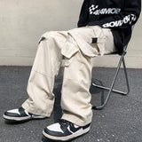 Versatile Casual Work Pants Men's Korean Style Couple Solid Color High Waist Multiple Pockets Fashion Trousers 2023