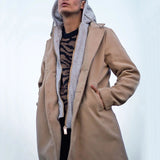 Fashion Long Sleeve Hooded Coat Autumn Winter Mens Casual Solid Color Patchwork Woolen Coat Men Loose Single Breasted Coats