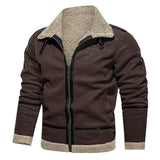 Winter Leisure Wool Inner Lapel Jackets Men Fall Fashion Solid Color Turn-down Collar Zipper Coats For Mens Trend Outerwear