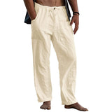 Foesce New Men's Casual Cotton Linen Pants Male Summer Large Size Breathable Solid Color Trousers Sports Fitness Streetwear S-5XL
