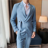 Foesce Men Spring High Quality Business Suit Jackets/Male Sky Blue White Young Handsome Casual Suit Coat Fashion Blazers