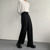 Foesce -New Black Suit Pants Men Fashion Social Mens Dress Pants Korean Loose Oversized Wide Leg Pants Mens Formal Trousers M-2XL