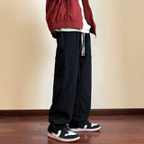 Winter Plush Thick Corduroy Pants Men Warm Fashion Pocket Cargo Pants Men Japanese Streetwear Loose Straight Pants Mens Trousers