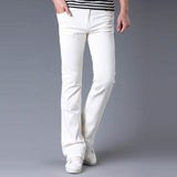 Foesce New Corduroy pants Mens Business Casual Slim Bootcut Flared for Men Boot Cut Flare White Red Black Long Trousers