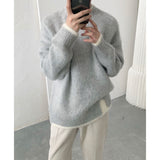 Foesce New Harajuku Fake Two-piece Sweaters Men Woolen Autumn and Winter Japanese Casual Loose Christmas Sweater for Men Pullovers