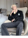 Foesce -Kpop Vintage Drape Shirt Hong Kong Stylemen Women's Long-sleeved Niche High-end Silky Shirt Unisex Handsome Loose Couple Jacket