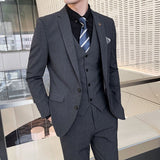 Foesce Blazers Jacket Pants 2 Pcs Set  Fashion New Men's Casual Boutique Business Wedding and Groom Suits Coat Trousers