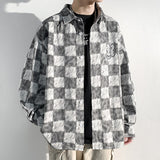 Foesce Spring Autumn Premium Heavy Shirts Men Solid Loose Long Sleeve Brushed plaid shirt Jacket Male Hip Hop Thick Korean Woolen Coat