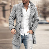 Winter Men Fashion Graphic Printing Woolen Coats Leisure Turn-down Collar Button-up Long Sleeve Jacket Mens Fall Trend Outerwear