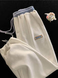 Spring Autumn New Waffle Pants Men's Hong Kong Style Trend Streetwear  Loose Drawstring Foot Sports Casual Trousers