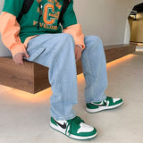 Blue Black Baggy Jeans Men Fashion Casual Cargo Wide Leg Jeans Men Streetwear Loose Hip Hop Straight Denim Pants Mens Trousers