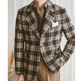Woolen Blen Dplaid Retro Blazer Hombre  Casual  Men's Coat Slim Long Sleeve Gentleman Suit Blazers Chaquetas Hombre De Vestir