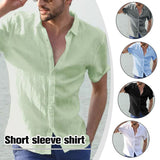 Men's Blouse Cotton Linen Shirts Casual Solid Summer Beach Formal Blouse Tees Spring Autumn Summer Handsome Men Tops