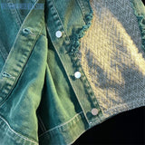 High Street Ripped Patchwork Denim Jacket Men's and Women's Clothing Spring Chic Retro Loose-Fitting Coat Casual Top Fashion
